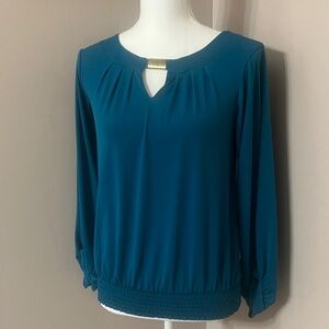 ⭐️ 2 for $15. Alfani Elegant Teal keyhole Women's stretchy blouse Top